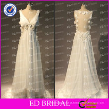 ED Bridal Romântico e Sexy Real Pictures sem mangas V Neck Veja Através de Chiffon Alibaba Vestido de Noiva China 2017